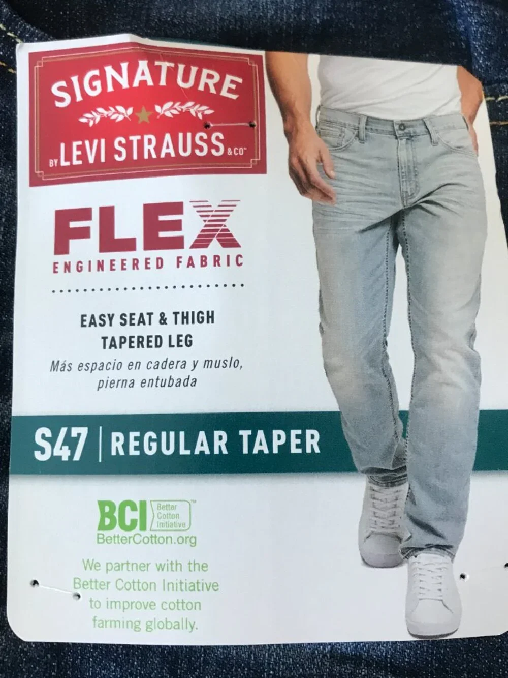 Levi Strauss Signature Flex Regular Taper Jeans Men 38x28 Blue Mid Rise Stretch